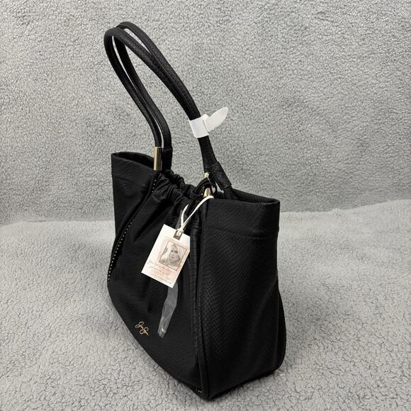 Jessica Simpson Rosanna Black Leather Tote Double Handles Shoulder Bag 14x11x5 - Picture 14 of 16